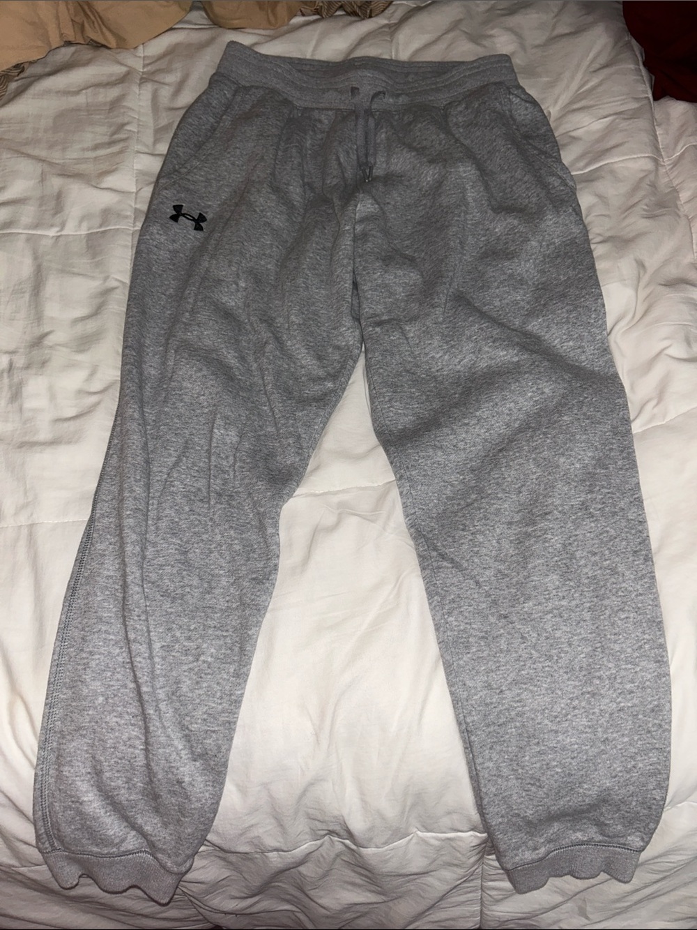 Under Armour Light Gray Fleece Joggers with Black Logo